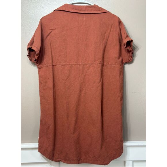 NWOT Rhythm. Classic Linen Blend Short Sleeve Button Up Shirt Dress Women's XS - Picture 11 of 11